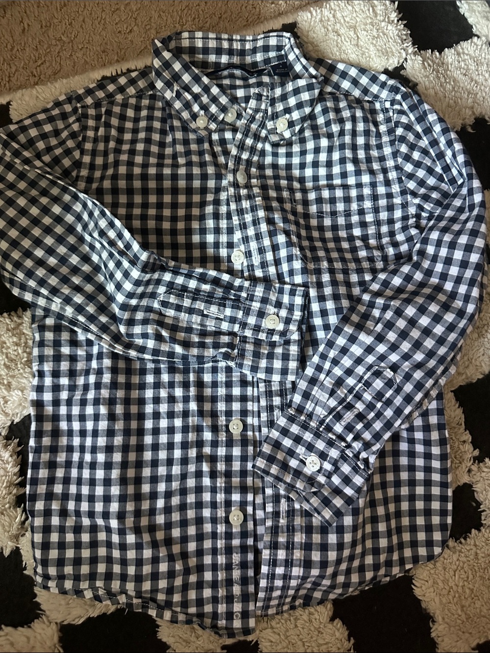 Janie and Jack Navy and White Gingham Button-Down Shirt